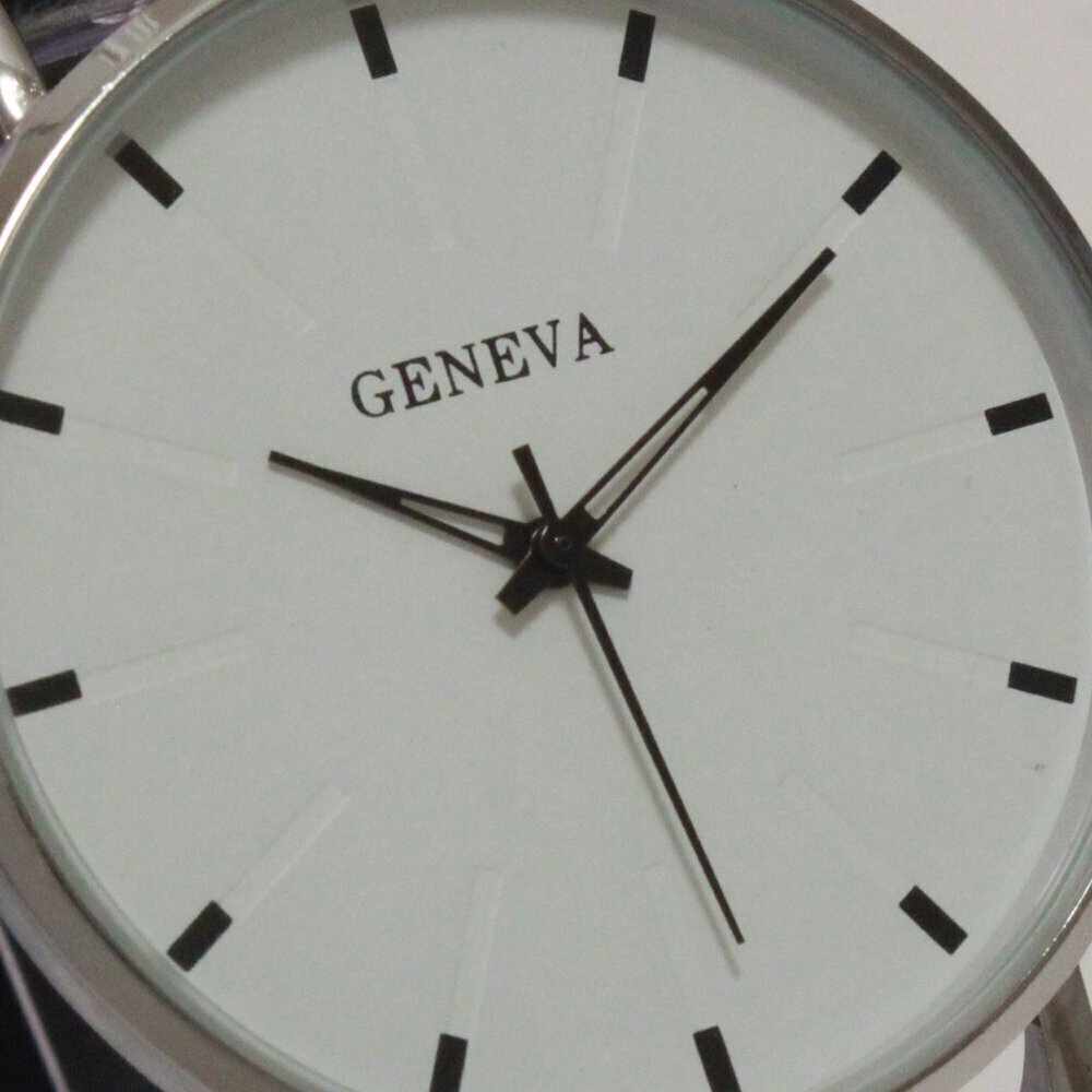Men's Minimalist Fashion Watch Silver Case White Dial Navy Blue Strap 40mm - Picture 12 of 13